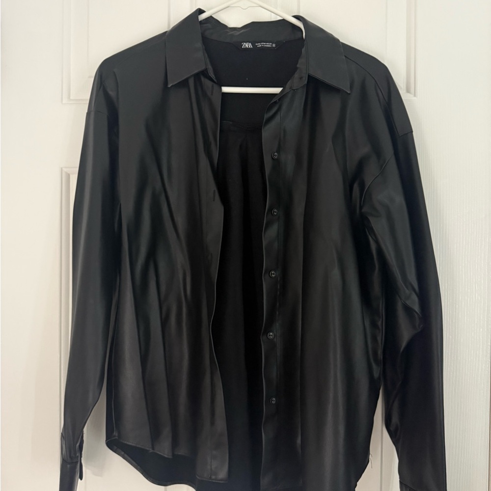 Zara Elegant Faux Leather Shirt